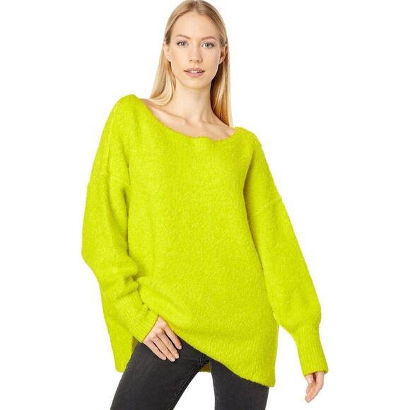The Free People Womens M Citron Moira Slouchy Boucle Tunic Sweater Oversized Top - Picture 2 of 9
